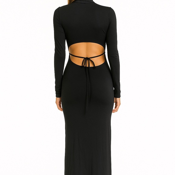 Mockneck Black Long Sleeve Dress NWT - Picture 2 of 6